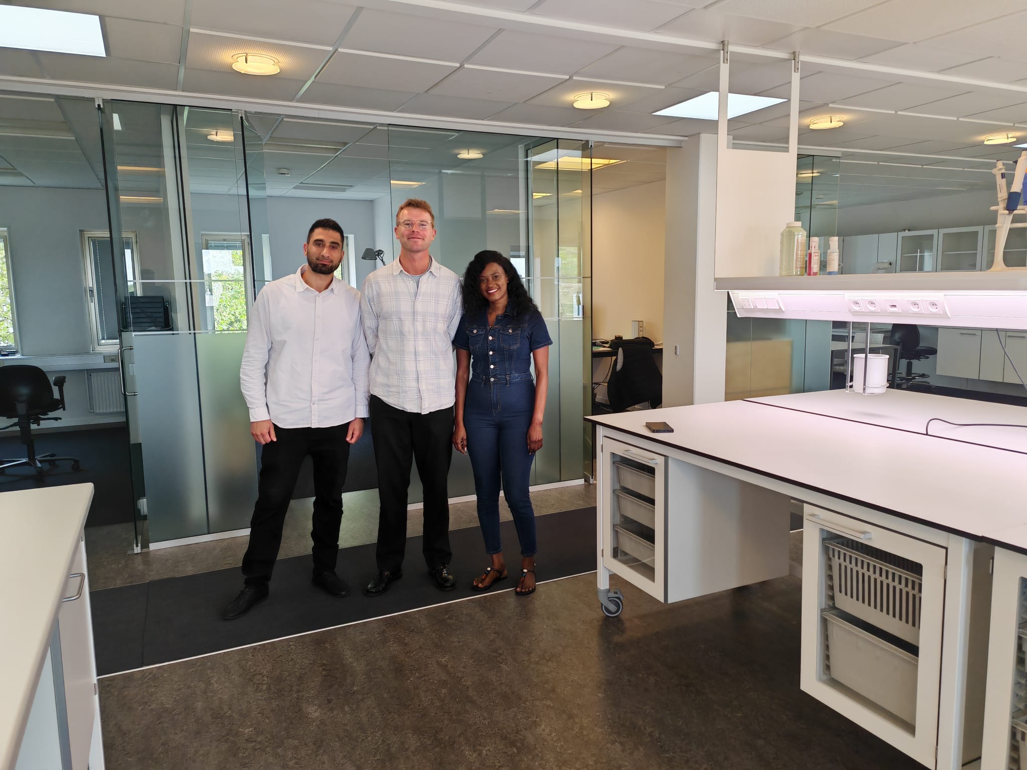 Doris with two business contacts during a visit in Denmark.